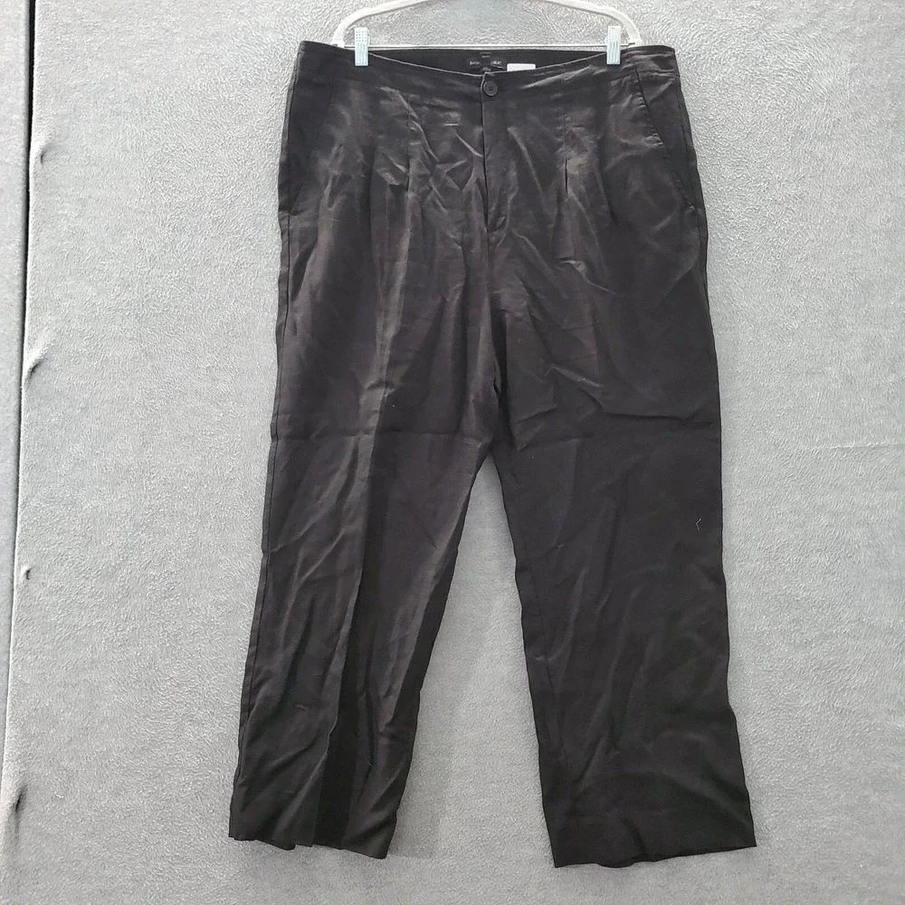 Banana Republic Women Pants 18s Black Chino Linen Beach Pleated Pockets